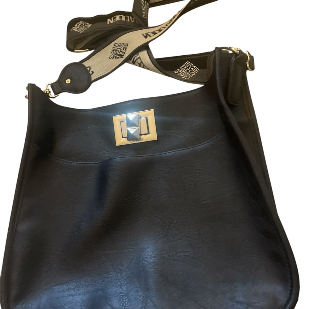 Steve Madden Black Shoulder Bag with Gold Accents